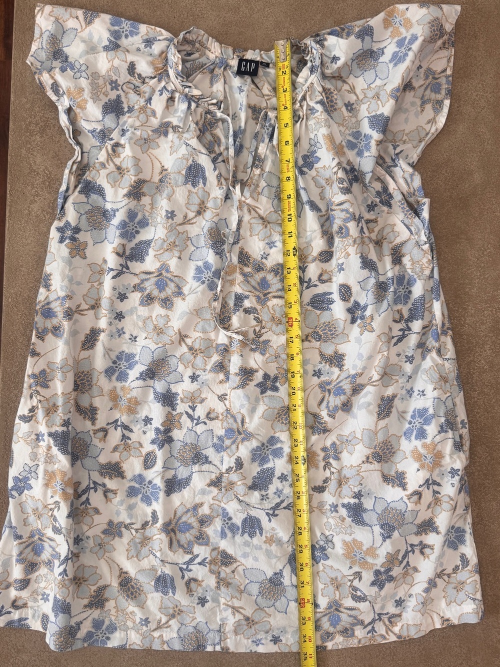 GAP XL Blue Floral Flutter Sleeve Dress w/ Pockets Cottagecore - Picture 6 of 8